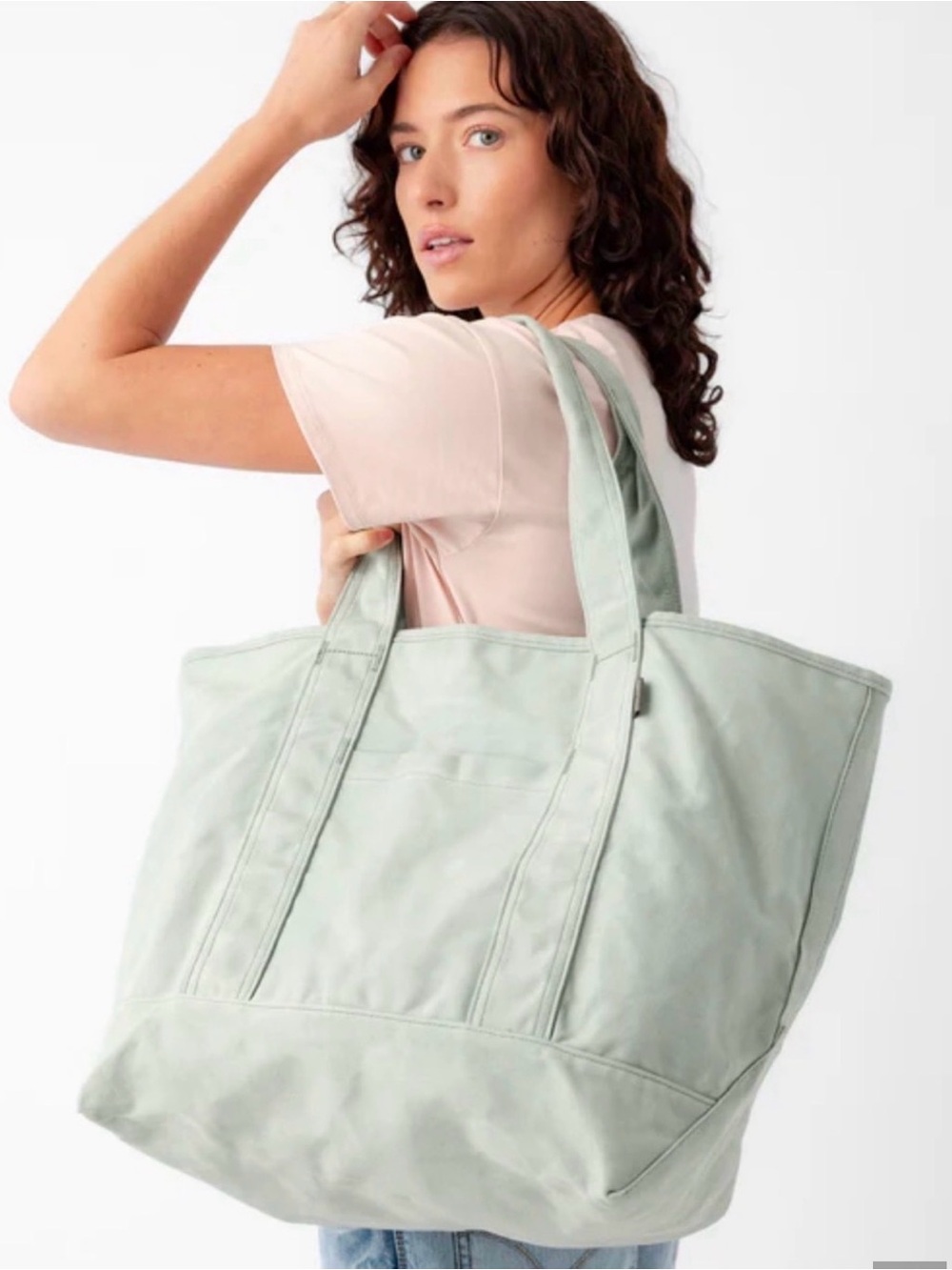 Cozy Earth Waxed Canvas Tote Bag in Palm Sage Green
